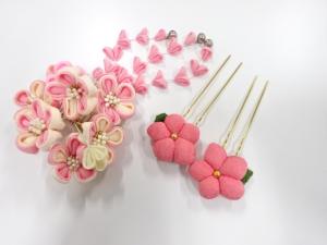 アンティーク　つまみ細工　髪飾りセット